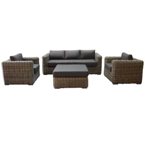 Cervo stoel bank loungeset 4 delig grijs wicker