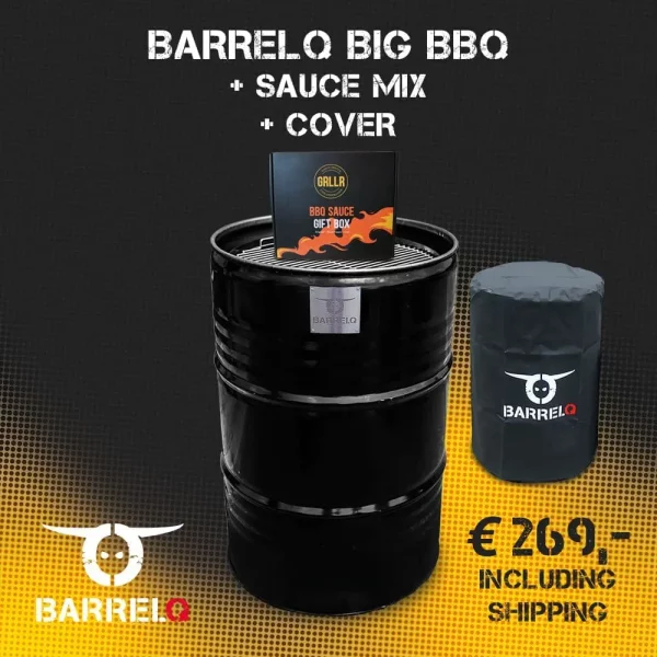 Olievat barbecue 200L   Met barbecue hoes